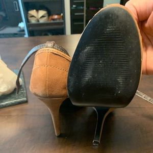 Brown leather high heels